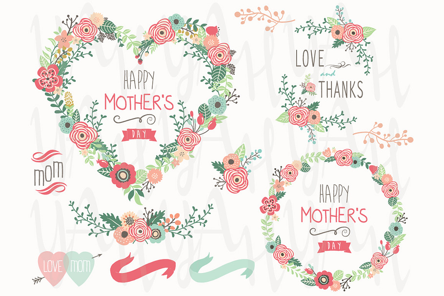Floral Heart Mother's Day Elements in Illustrations - product preview 8