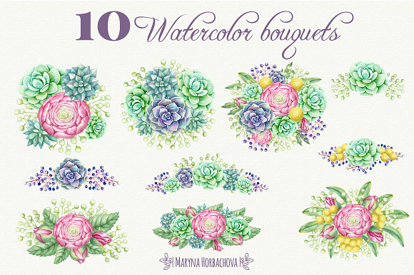 Big watercolor bundle. 5 sets incl. in Illustrations - product preview 5
