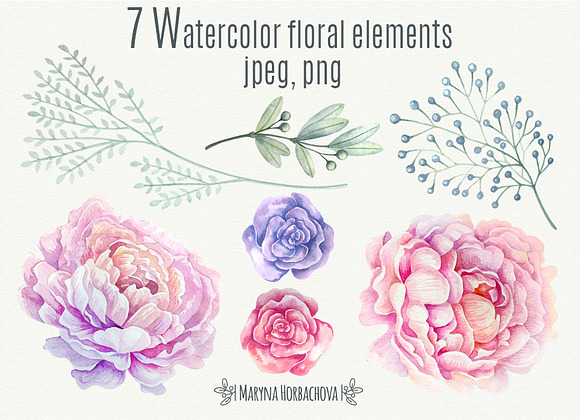 Big watercolor bundle. 5 sets incl. in Illustrations - product preview 10