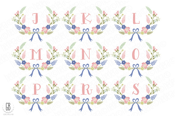 Floral wreaths laurels monogram c74 in Illustrations - product preview 2