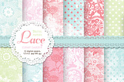 12 Romantic Lace patterned papers