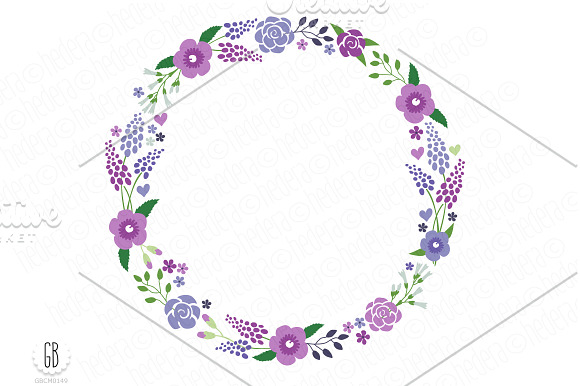Flower wreaths invitation col21 in Illustrations - product preview 1