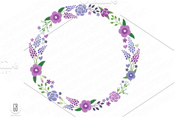 Flower wreaths paper goods col21 in Illustrations - product preview 1