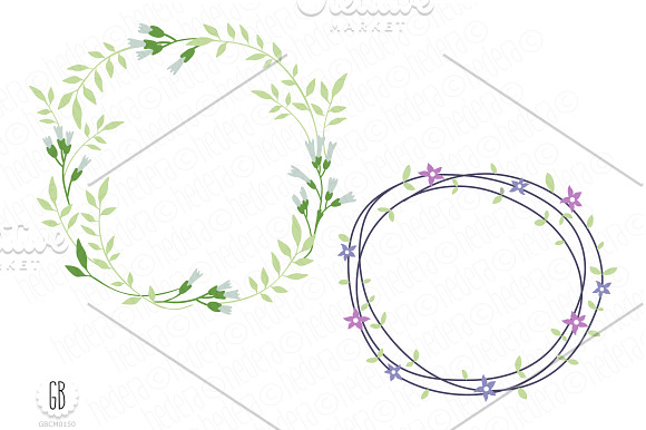 Flower wreaths paper goods col21 in Illustrations - product preview 3
