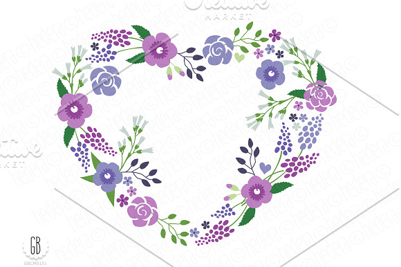Floral wreaths paper cards col21 in Illustrations - product preview 2