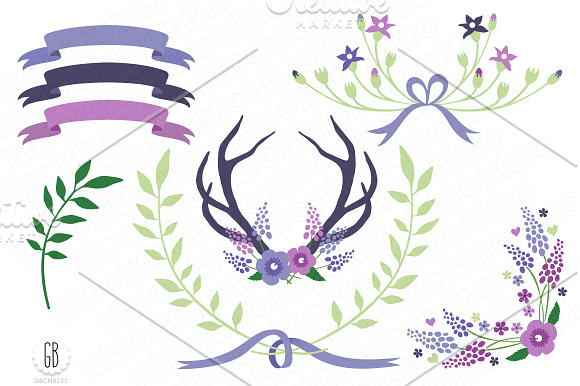 Floral wreaths paper cards col21 in Illustrations - product preview 3