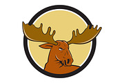 Moose Head Circle Cartoon