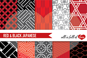Japanese Patterns Red & Black Papers