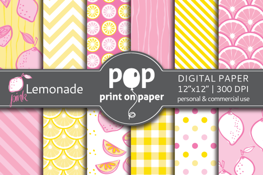 Pink Lemonade digital paper - JPG