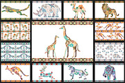 18 animal patterns. Floral set