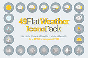 49 Flat Weather Icons Pack