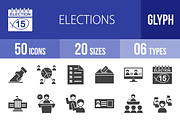 50 Elections Glyph Icons