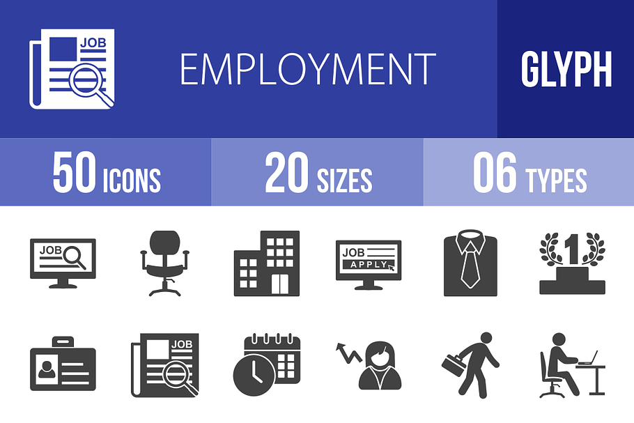 50 Employment Glyph Icons