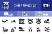 60 Car Servicing Glyph Icons