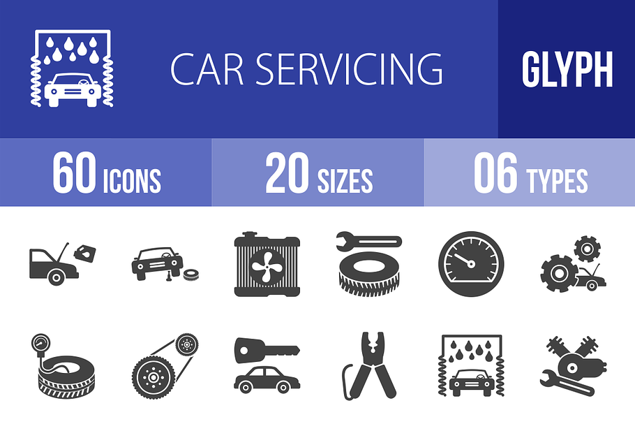 60 Car Servicing Glyph Icons in Graphics - product preview 8
