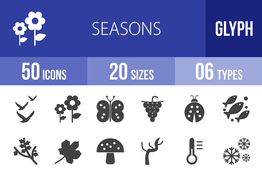 50 Seasons Glyph Icons in Icons - product preview 8