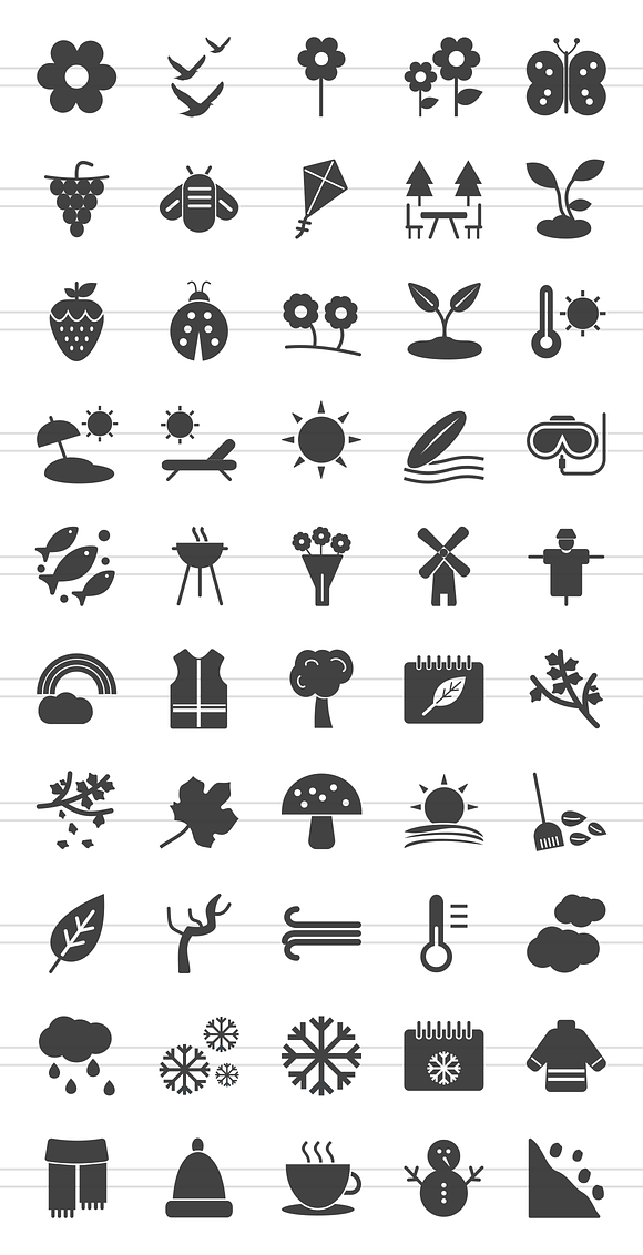 50 Seasons Glyph Icons in Icons - product preview 1