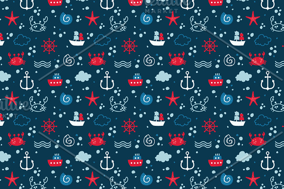 Marine Seamless Patterns in Graphics - product preview 4