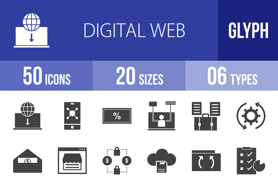 50 Digital Web Glyph Icons