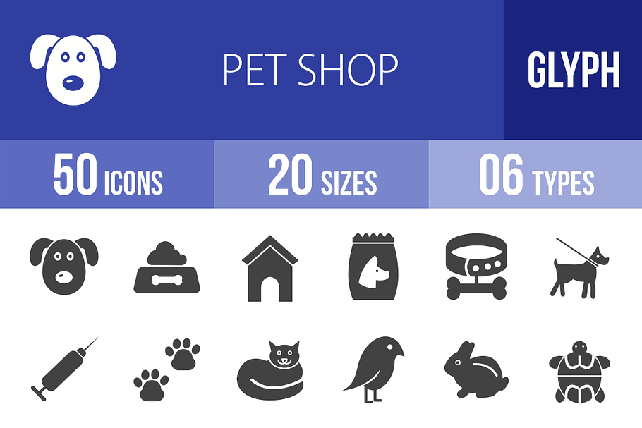 50 Pet Shop Glyph Icons