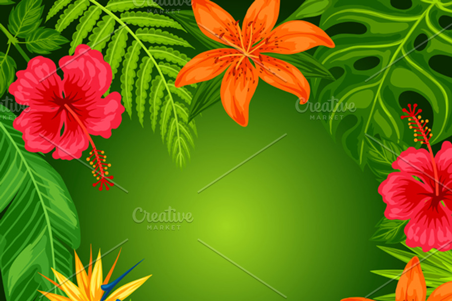 Backgrounds with tropical plants. in Illustrations - product preview 8
