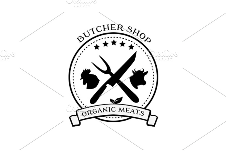 Butcher Shop Labels, Badges Logo in Illustrations - product preview 8