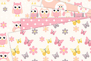 Cute Pink Owl Digital Paper