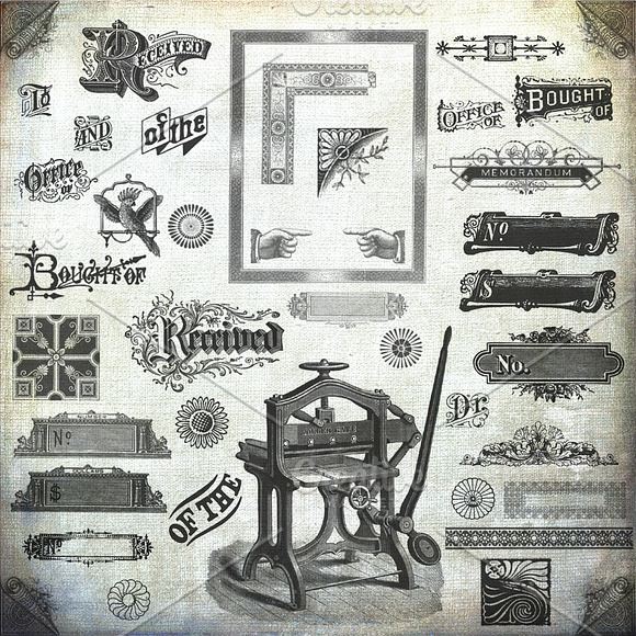 Vintage Type & Ornament Brush Set in Photoshop Brushes - product preview 1
