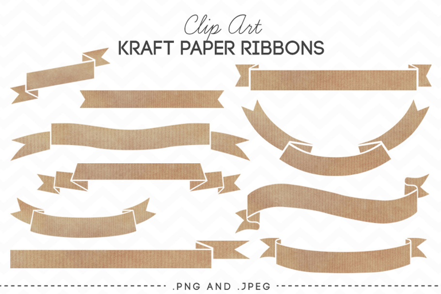 Kraft Paper Ribbons Banners Clip Art