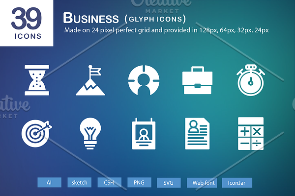 39 Business Glyph Icons