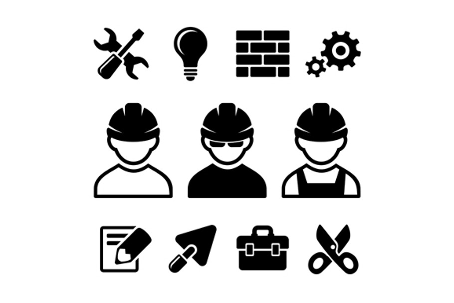 Industrial worker icons set