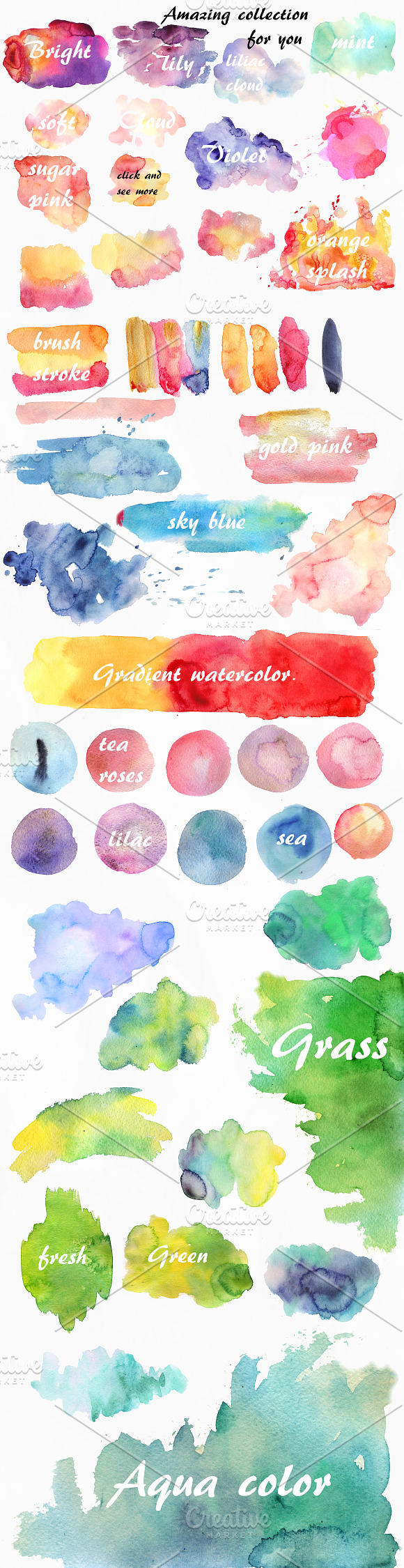 144 watercolor spots!BIG BUNDLE! in Textures - product preview 2