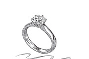 wedding ring, sketch, vector 