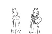 woman, fashion, sketch