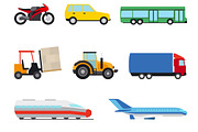 Transport flat icons set