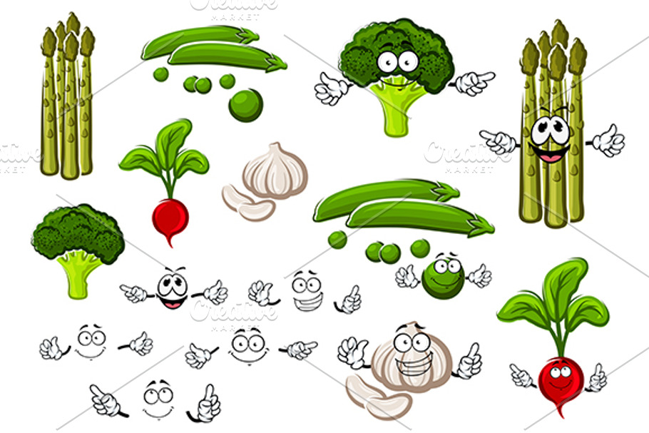 Healthful cartoon fresh veggies in Graphics - product preview 8