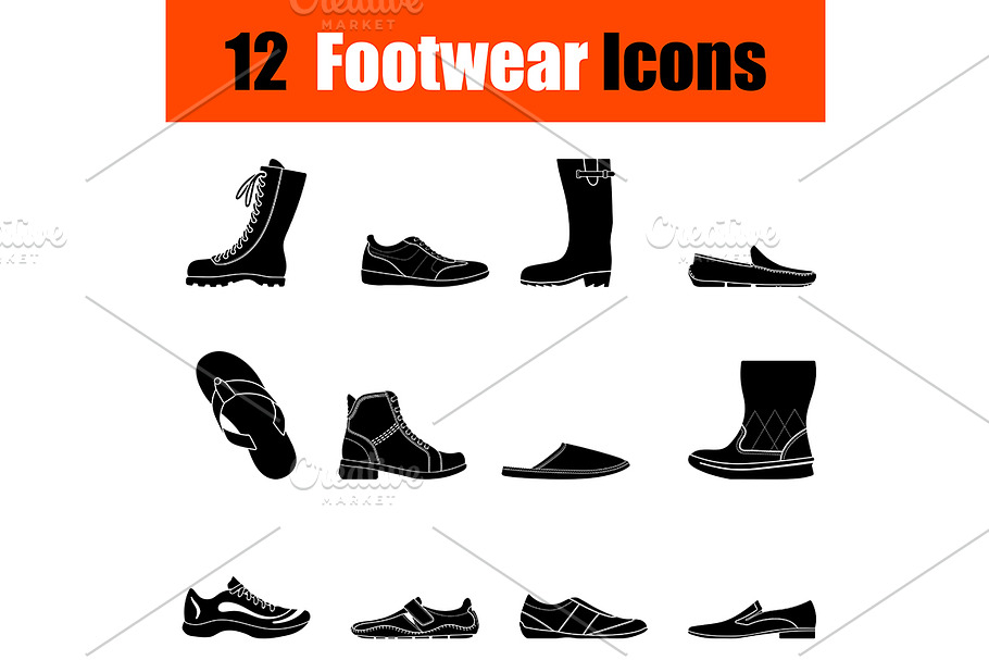 Set of man's footwear icons in Illustrations - product preview 8
