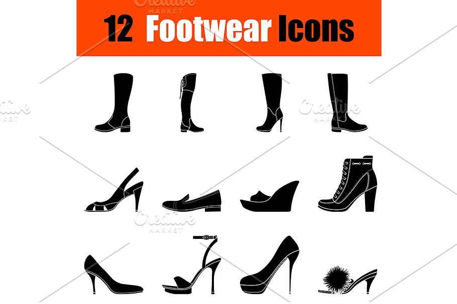 Set of woman's  footwear icons in Illustrations - product preview 8