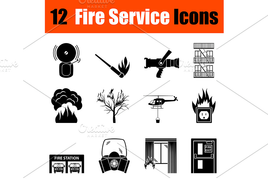 Set of fire service icons in Illustrations - product preview 8