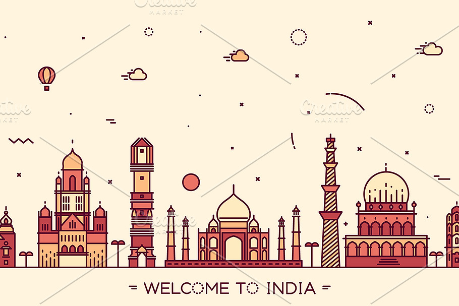Skyline of India in Illustrations - product preview 8
