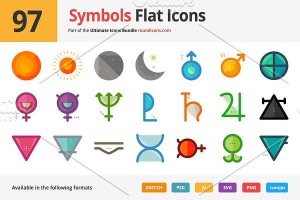 97 Symbols Flat Icons