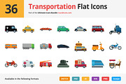 36 Transportation Flat Icons