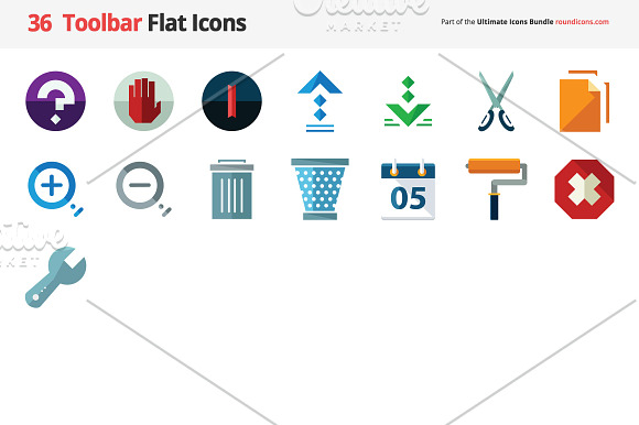 36 Toolbar Flat Icons in Graphics - product preview 1