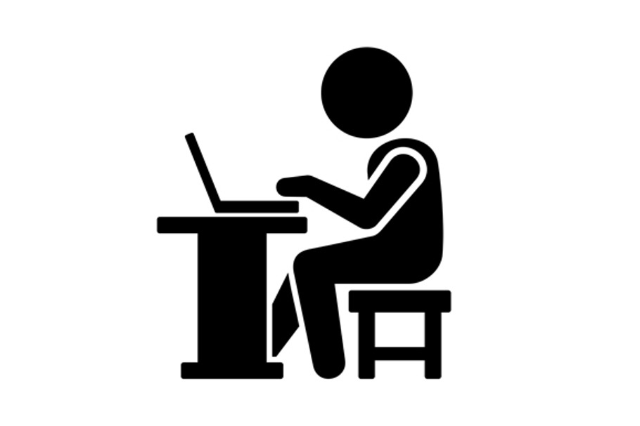 Businessman Working on Computer in Icons - product preview 8
