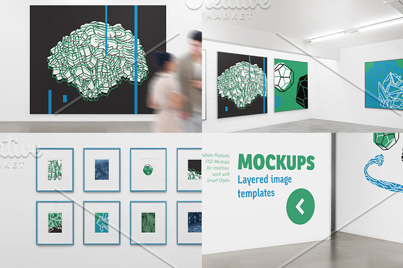 Gallery exhibition mockups in Print Mockups - product preview 1
