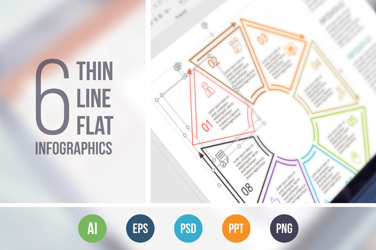 Line flat elements for infographic in PowerPoint Templates - product preview 8