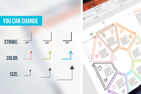 Line flat elements for infographic in PowerPoint Templates - product preview 1