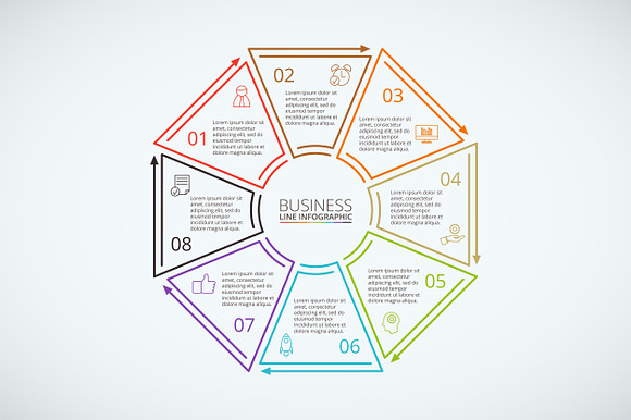 Line flat elements for infographic in PowerPoint Templates - product preview 8