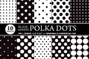 10 Black & White Polka Dot Papers