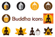 Set of Buddha icons.